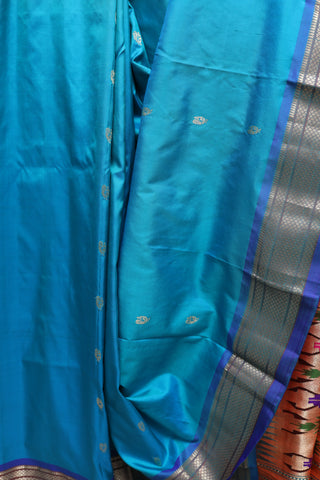 Peacock Blue Silk Paithani Saree - SRPBSPS312