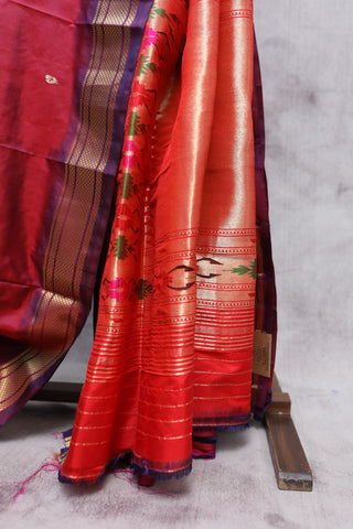 Two Tone Magenta Silk Paithani Saree - SRTTMSPS311