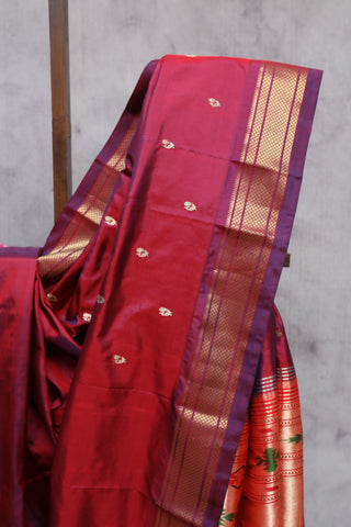 Two Tone Magenta Silk Paithani Saree - SRTTMSPS311