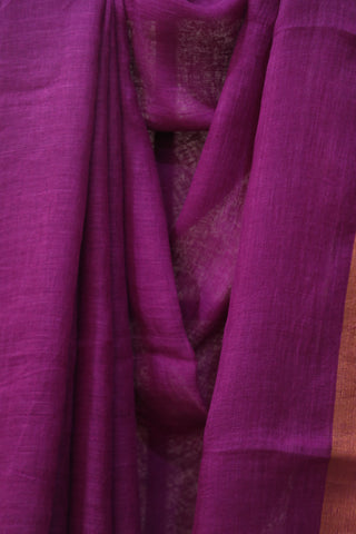 Purple Plain Linen Saree With Lavender Tassels-SRPPLS145