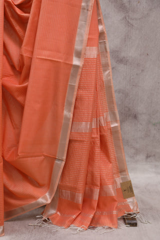 Peach Silk Maheshwari Saree - SRPSMS238