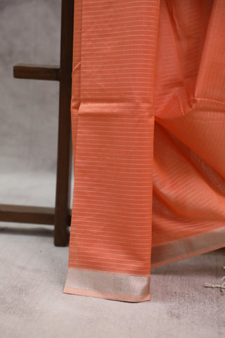 Peach Silk Maheshwari Saree - SRPSMS238