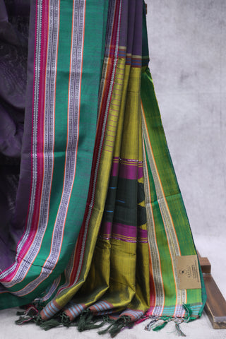 Two Tone Purple Cotton Ilkal Saree with Gayateri Bordar -SRPCIS418