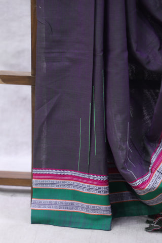 Two Tone Purple Cotton Ilkal Saree with Gayateri Bordar -SRPCIS418