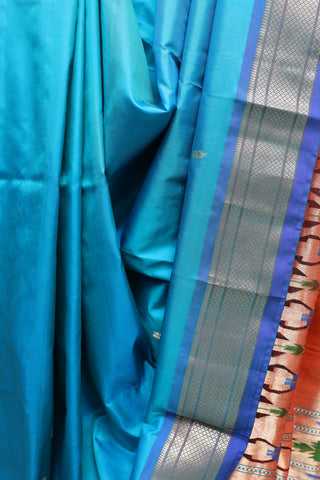 Peacock Blue Silk Paithani Saree - SRPBSPS310