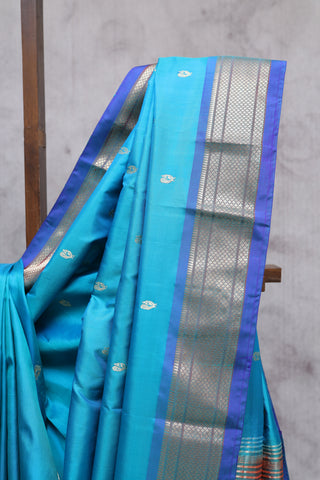 Peacock Blue Silk Paithani Saree - SRPBSPS310