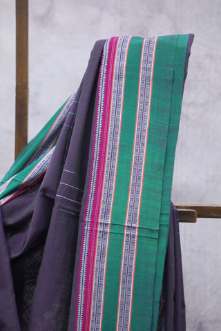 Two Tone Purple Cotton Ilkal Saree with Gayateri Bordar -SRPCIS418