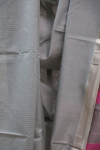 Grey Silk Maheshwari Saree - SRGSMS241