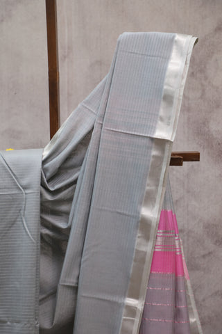 Grey Silk Maheshwari Saree - SRGSMS241