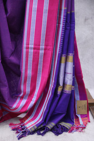 Purple Cotton Ilkal Saree with Gayateri Bordar -SRPCIS417