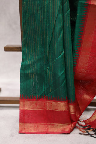 Green Raw Silk Saree - SRGRSS29EX