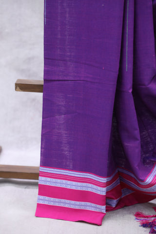 Purple Cotton Ilkal Saree with Gayateri Bordar -SRPCIS417