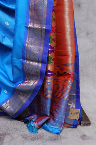 Blue Silk Paithani Saree - SRBSPS309