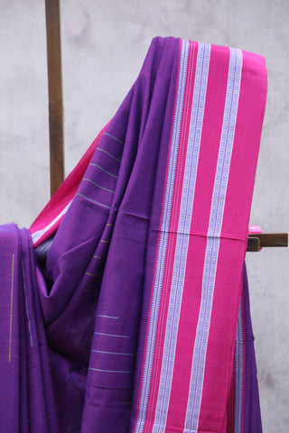 Purple Cotton Ilkal Saree with Gayateri Bordar -SRPCIS417