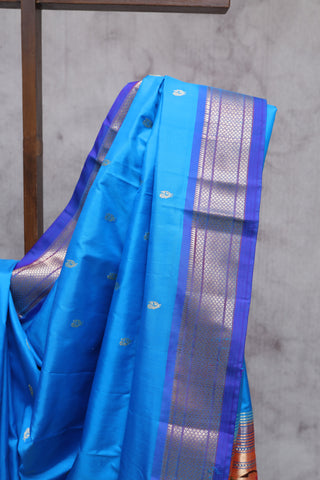 Blue Silk Paithani Saree - SRBSPS309