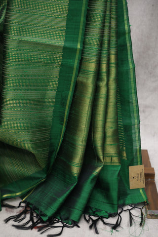 Green Raw Silk Saree - SRGRSS603