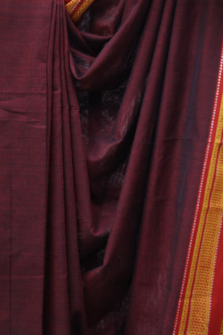 Wine Cotton Ilkal Saree with Chikki Bordar -SRWCIS415