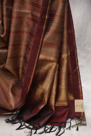 Wine Raw Silk Saree - SRWRSS605