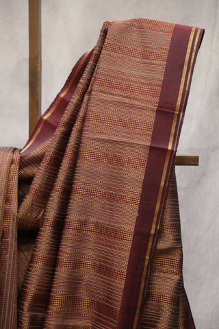 Wine Raw Silk Saree - SRWRSS605