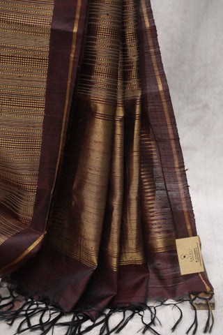 Dark Wine Raw Silk Saree - SRDWRSS604