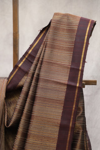 Dark Wine Raw Silk Saree - SRDWRSS604