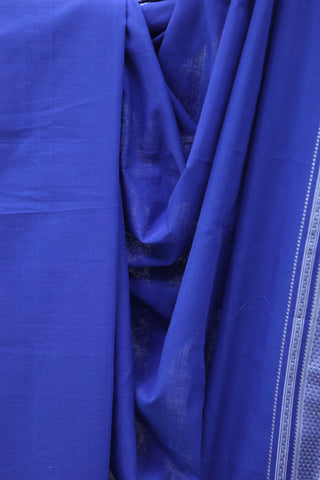 Blue Cotton Ilkal Saree with Chikki Border - SRPCIS449