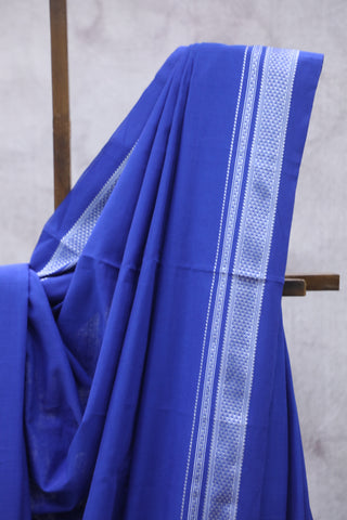 Blue Cotton Ilkal Saree with Chikki Border - SRPCIS449