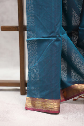 Peacock Blue Silk Maheshwari Saree -SRPBSMS147