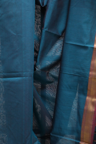 Peacock Blue Silk Maheshwari Saree -SRPBSMS147