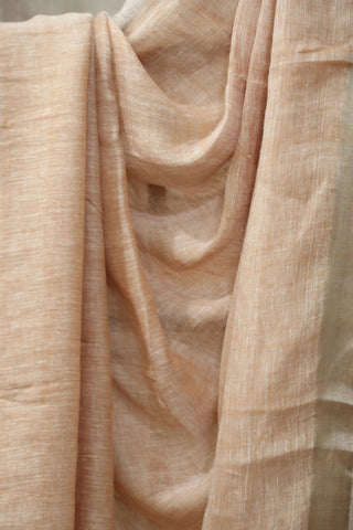 Pastel Brown Plain Linen Saree With  Tassels-SRPBPLS188