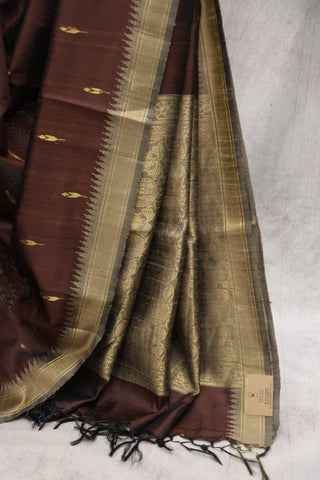 Brown Raw Silk Saree - SRBRSS338