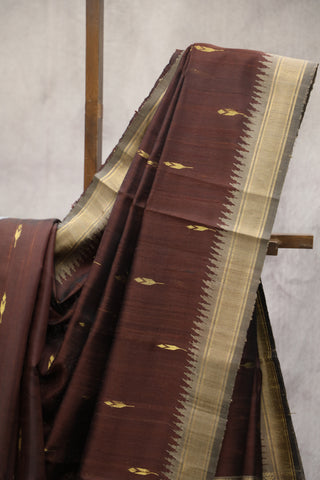 Brown Raw Silk Saree - SRBRSS338