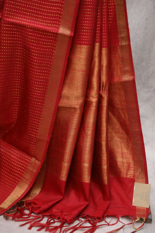 Red Raw Silk Saree - SRRRSS20EX