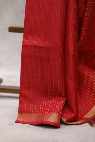 Red Raw Silk Saree - SRRRSS20EX