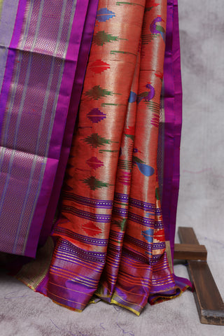 Two Tone Purple Silk Paithani Saree - SRTTPSPS293