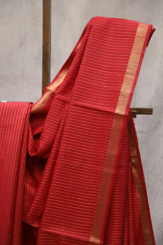 Red Raw Silk Saree - SRRRSS20EX