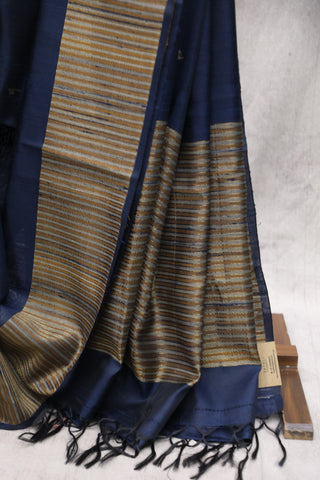 Dark Blue Raw Silk Saree - SRDBRSS531