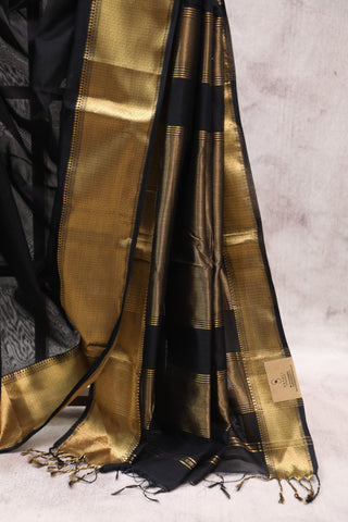 Black Silk Maheshwari Saree -SRBSMS155