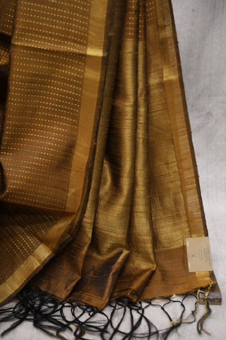 Golden brown Raw Silk Saree - SRGBRSS19EX