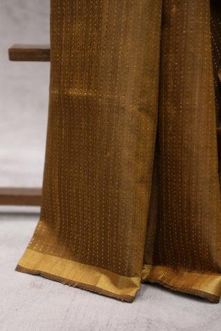 Golden brown Raw Silk Saree - SRGBRSS19EX