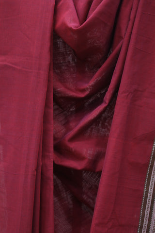 Maroon Cotton Ilkal Saree with Chikki Border - SRMCIS447