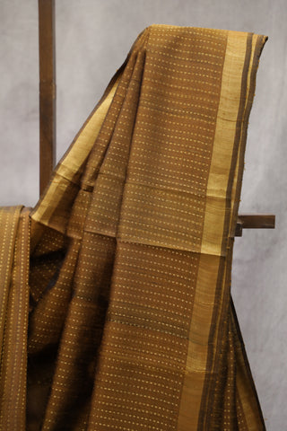 Golden brown Raw Silk Saree - SRGBRSS19EX