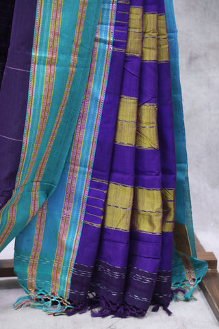 Violet Cotton Ilkal Saree with Gayatri Border - SRVCIS446