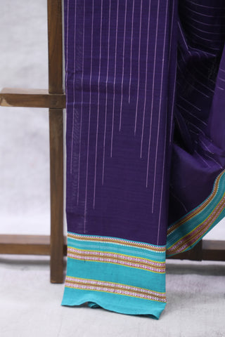 Violet Cotton Ilkal Saree with Gayatri Border - SRVCIS446