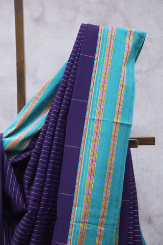 Violet Cotton Ilkal Saree with Gayatri Border - SRVCIS446