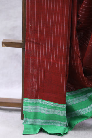 Brown Cotton Ilkal Saree with Gayatri Bordar -SRPCIS445