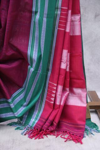 Magenta Cotton Ilkal Saree with Gayatri Bordar -SRPCIS444