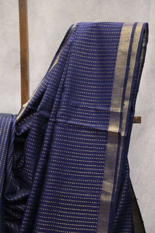 Navy Blue Raw Silk Saree - SRNBRSS25EX