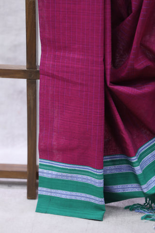 Magenta Cotton Ilkal Saree with Gayatri Bordar -SRPCIS444