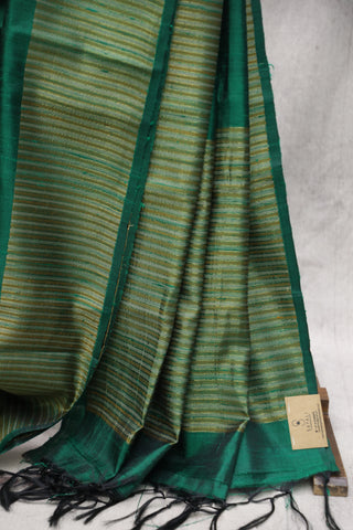 Green Raw Silk Saree - SRGRSS595